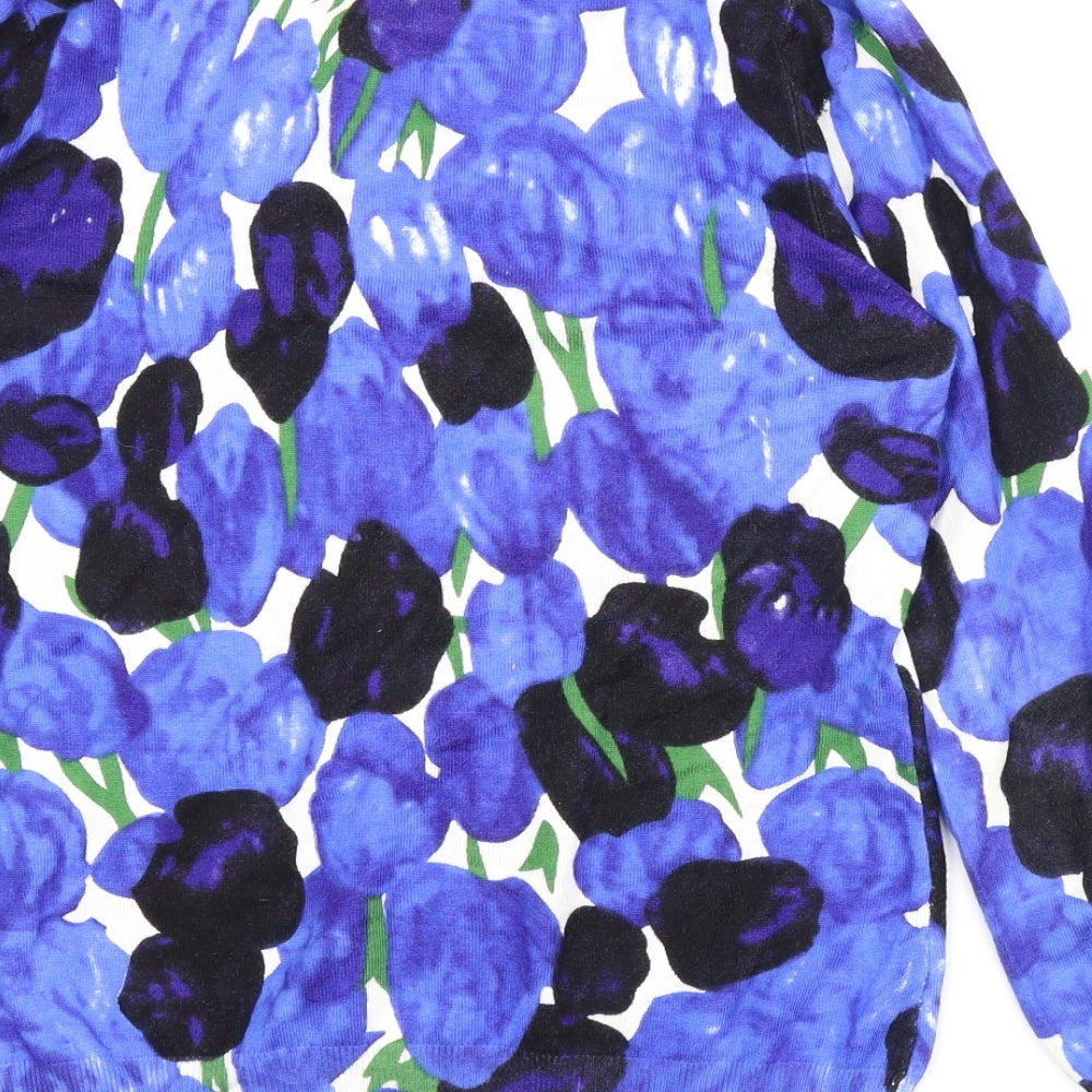 Autonomy Womens Blue Floral  Pullover Jumper Size S