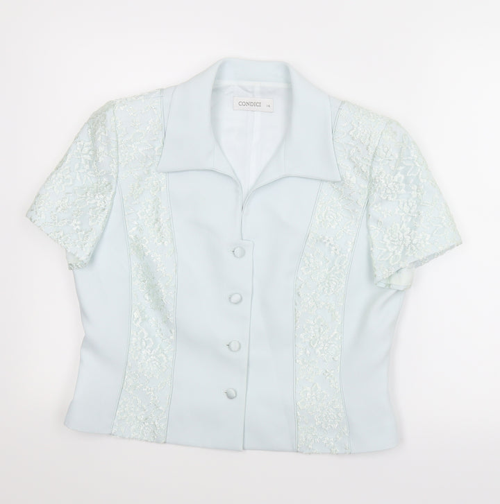 Condici Womens Green Floral Basic Button-Up Size 14