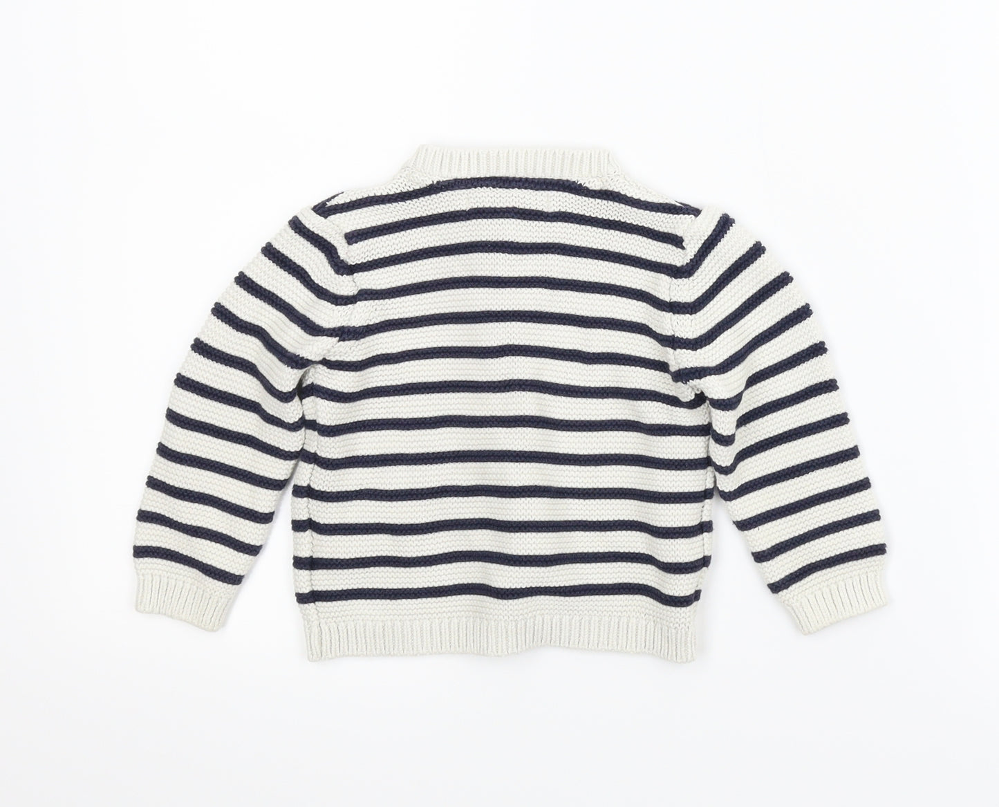 M&S Girls Blue Striped  Cardigan Jumper Size 2-3 Years