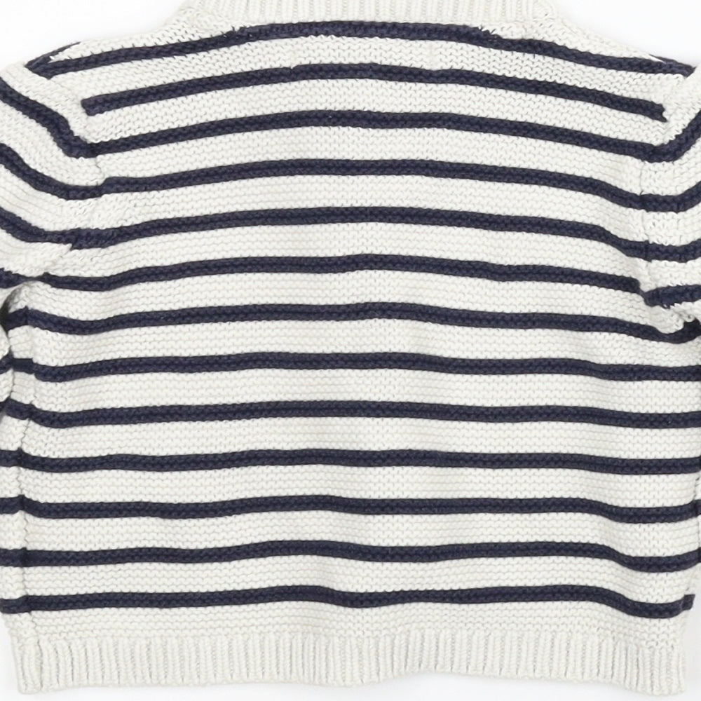 M&S Girls Blue Striped  Cardigan Jumper Size 2-3 Years