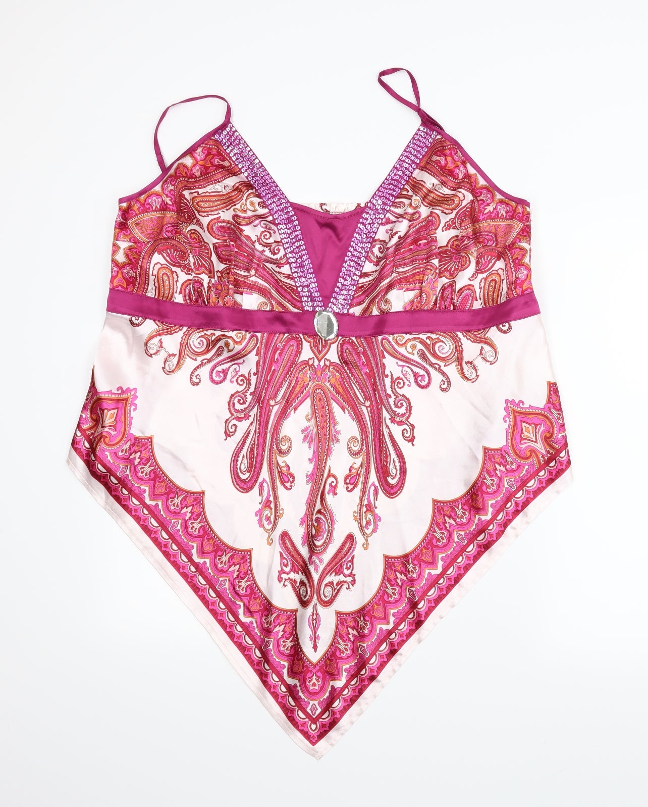 Agenda Womens Pink Paisley  Camisole Blouse Size XL