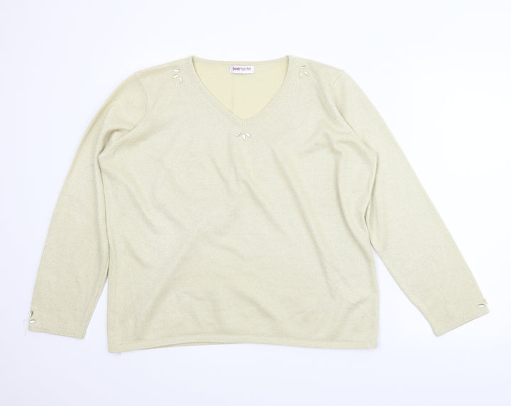 Le Bon Marché Womens Gold   Pullover Jumper Size L