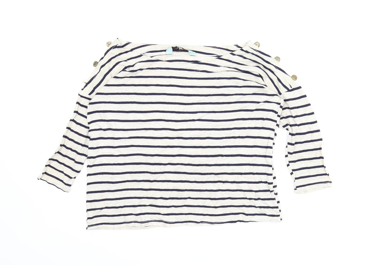 New Look Womens Beige Striped  Basic Blouse Size 8