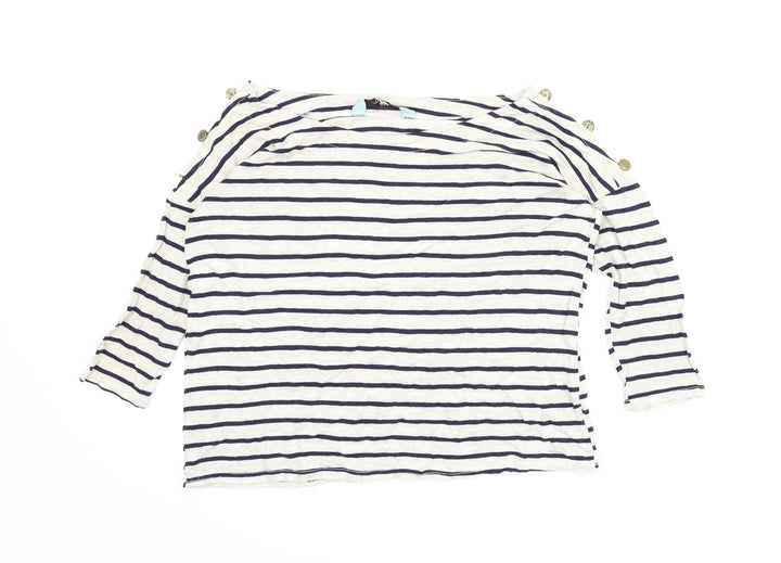 New Look Womens Beige Striped  Basic Blouse Size 8