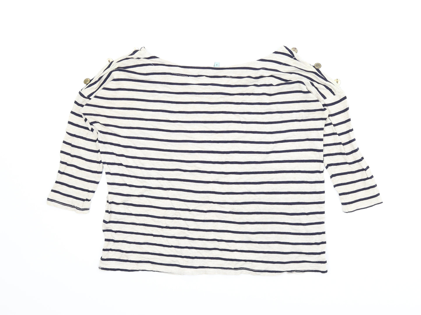 New Look Womens Beige Striped  Basic Blouse Size 8