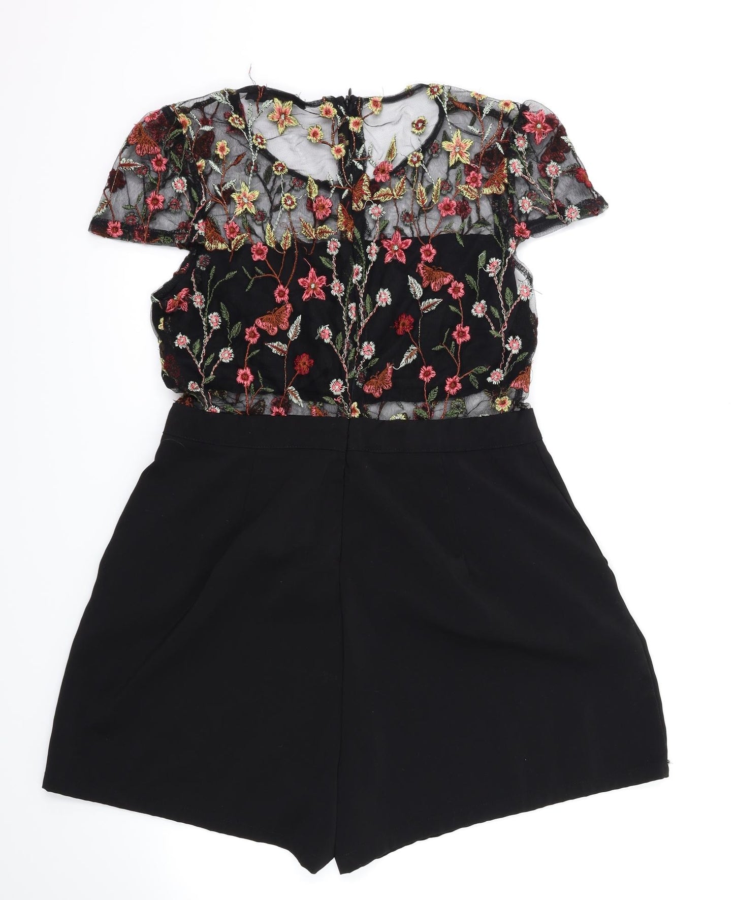 in vogue Paris  Womens Black Floral  Playsuit One-Piece Size L
