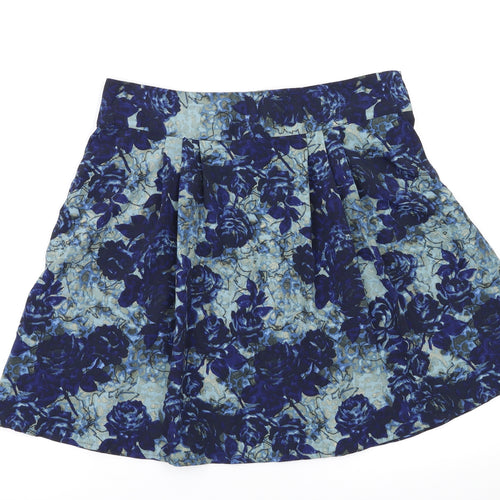 Preworn Womens Black Floral  Flare Skirt Size 10