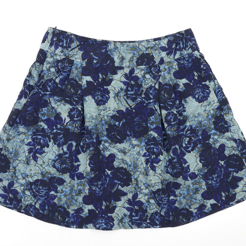 Preworn Womens Black Floral  Flare Skirt Size 10