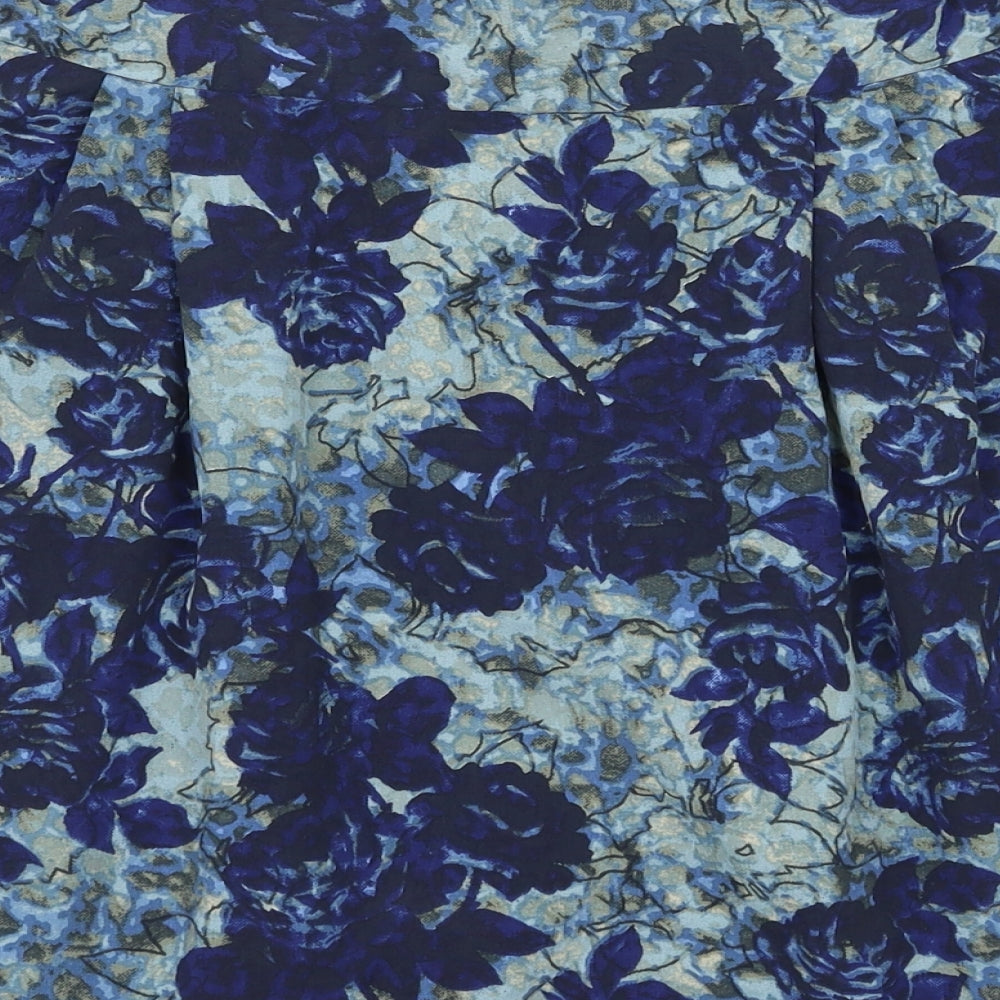 Preworn Womens Black Floral  Flare Skirt Size 10