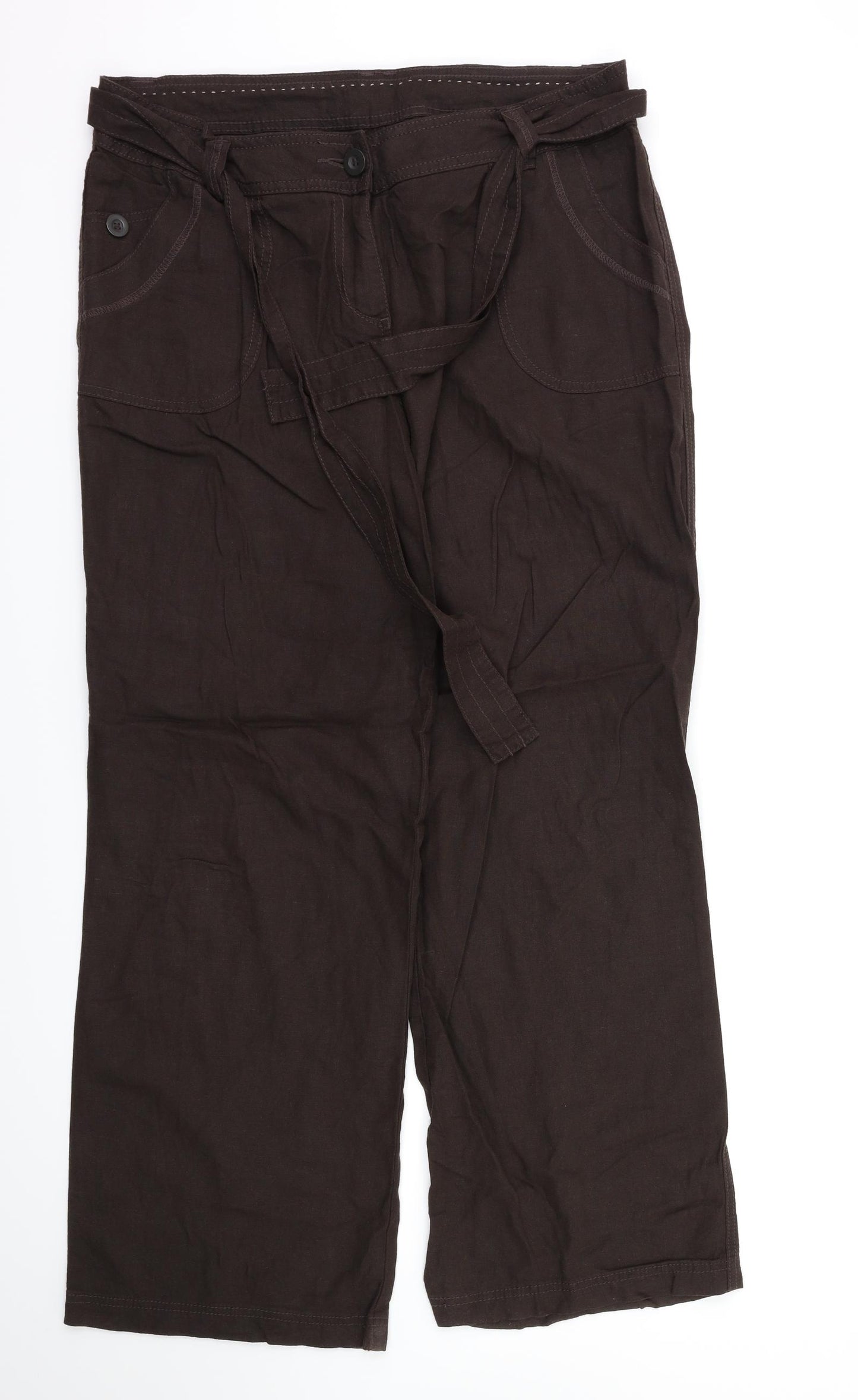 M&S Womens Brown   Trousers  Size 14 L30 in