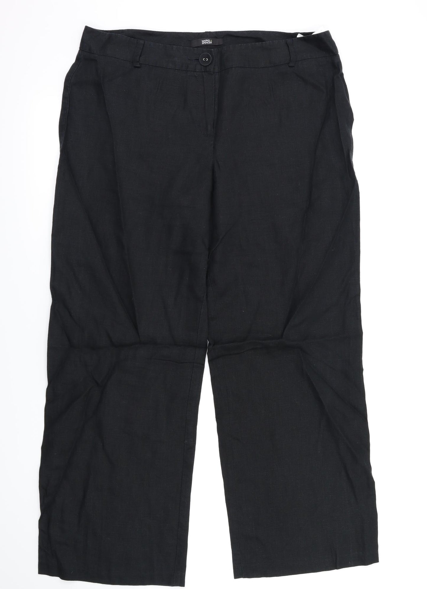 M&S Womens Black   Trousers  Size 14 L28 in