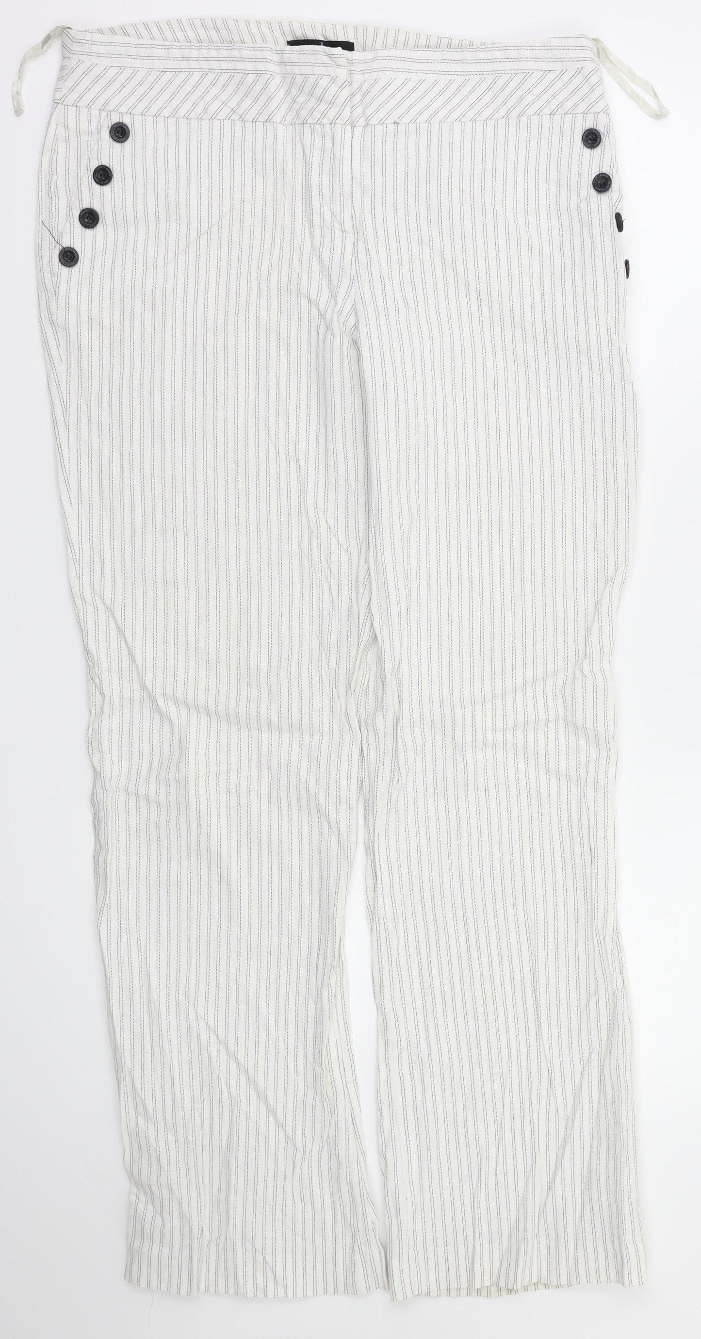 jeans Womens White Striped  Trousers  Size 14 L31 in