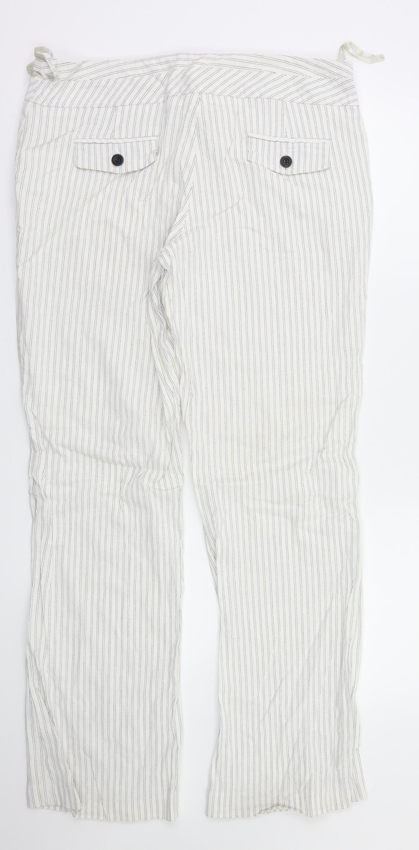 jeans Womens White Striped  Trousers  Size 14 L31 in