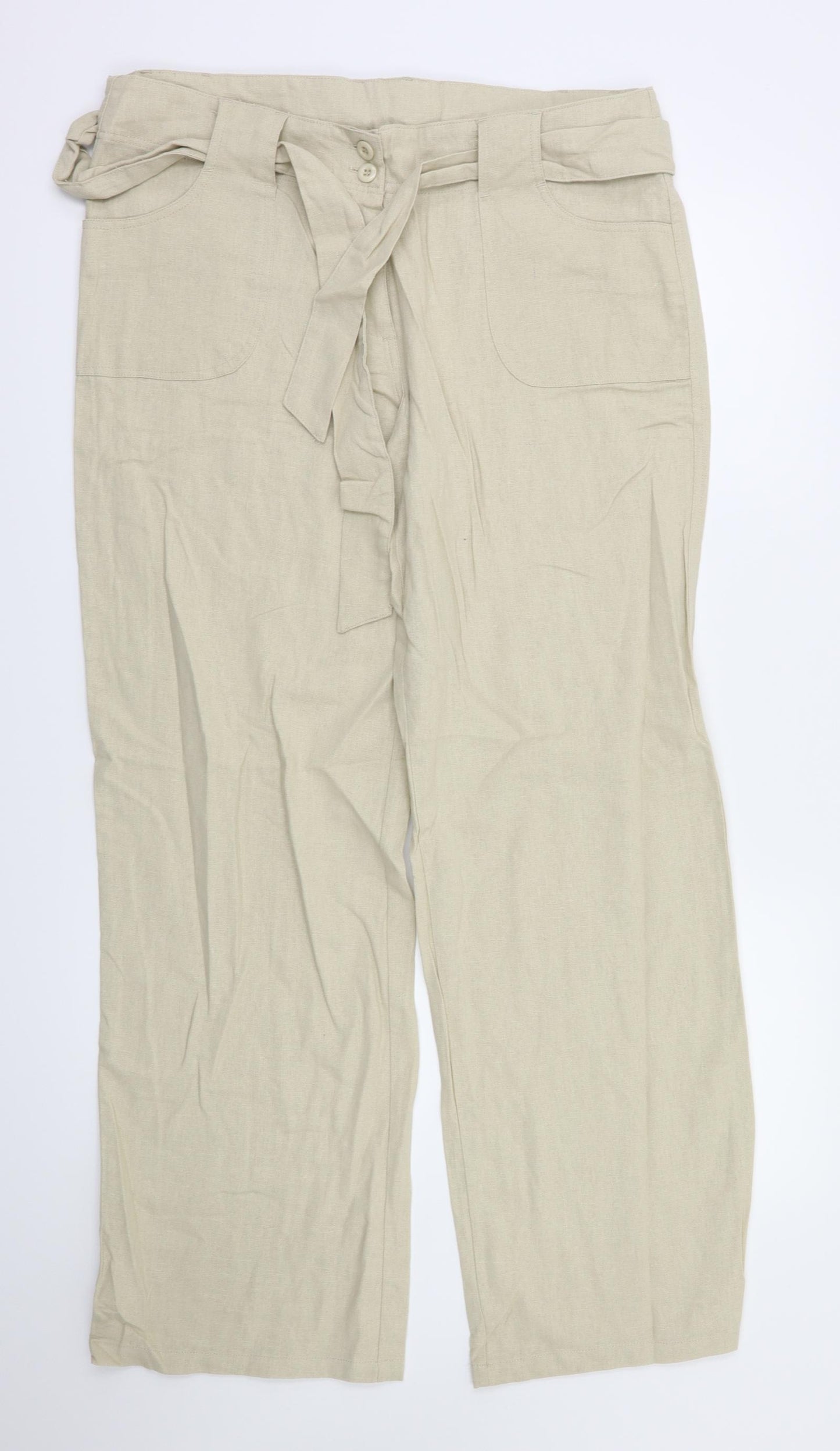 Mia Moda Womens Beige   Trousers  Size 12 L31 in