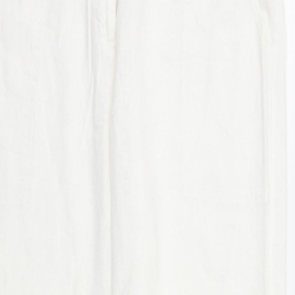 M&S Womens White   Trousers  Size 16 L29 in