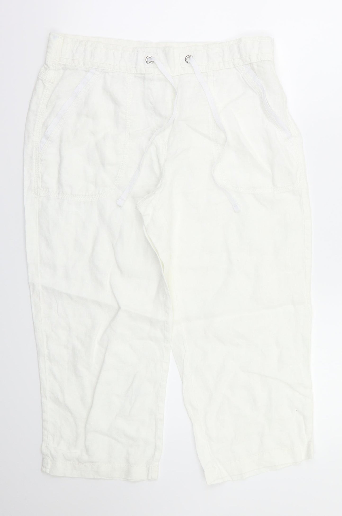 M&S  Womens White   Capri Trousers Size 10 L21 in