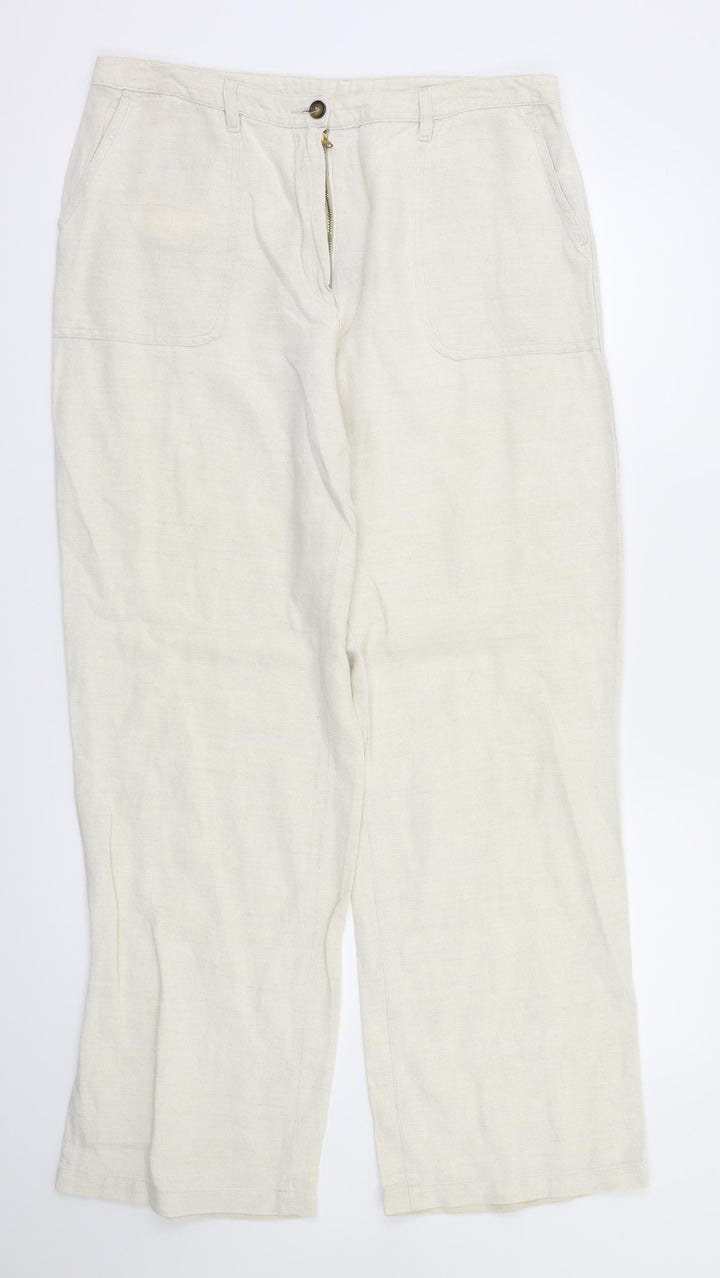 Etam Womens Ivory Trousers Size 16 L31 in