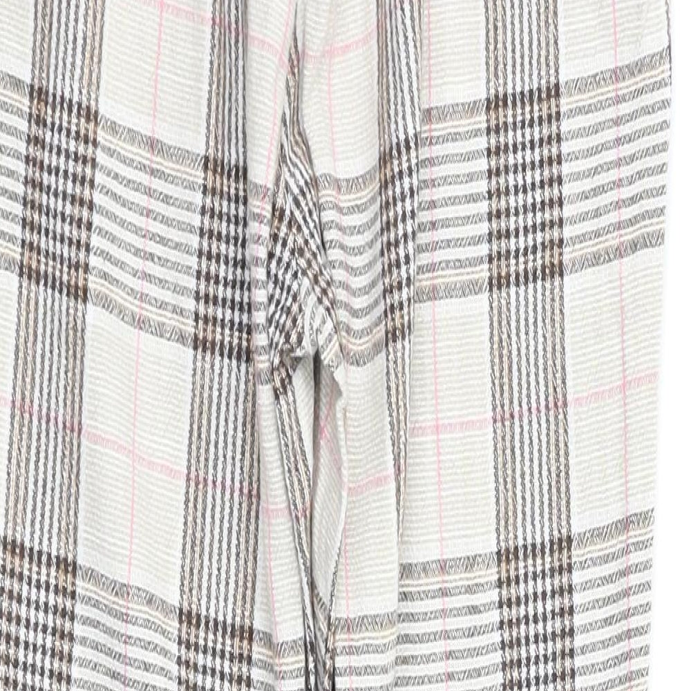 Stradavarius Womens Beige Check  Trousers  Size XS L23 in