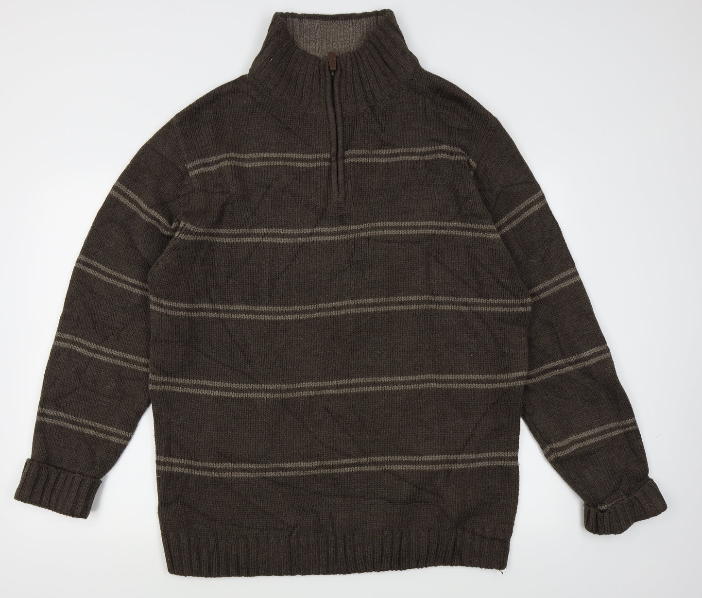 boston crew Mens Brown Striped  Pullover Jumper Size 2XL