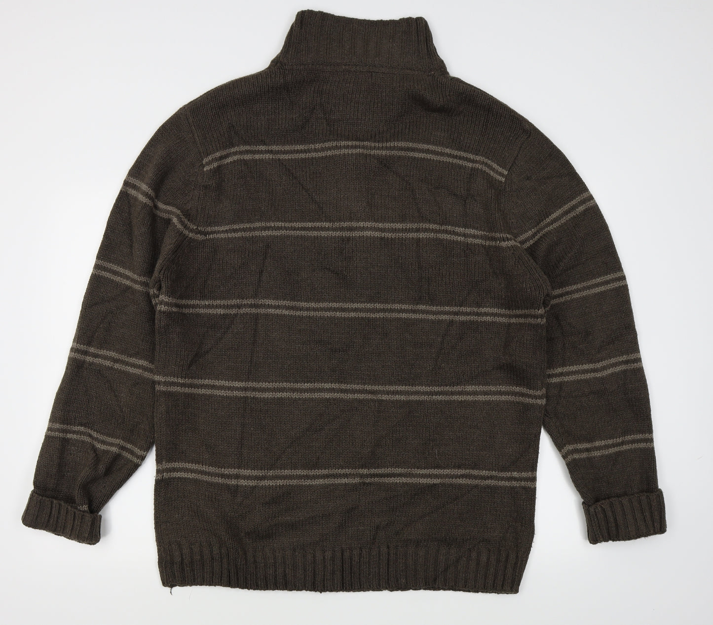 boston crew Mens Brown Striped  Pullover Jumper Size 2XL