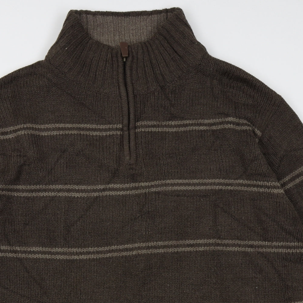 boston crew Mens Brown Striped  Pullover Jumper Size 2XL