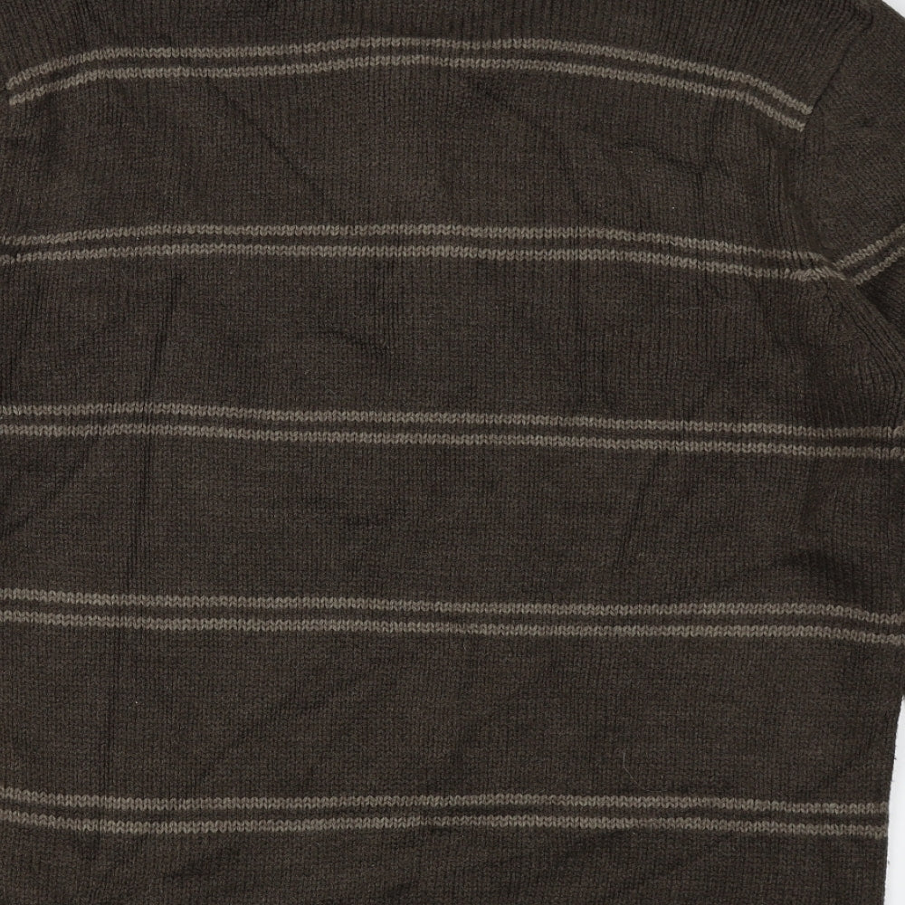 boston crew Mens Brown Striped  Pullover Jumper Size 2XL