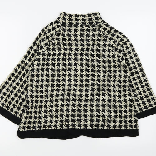 AMARANTO Womens Black Houndstooth  Cardigan Jumper Size 8