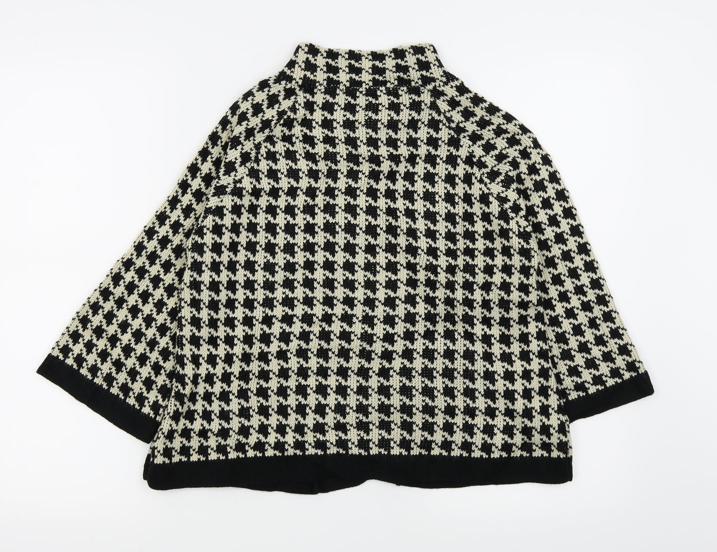 AMARANTO Womens Black Houndstooth  Cardigan Jumper Size 8