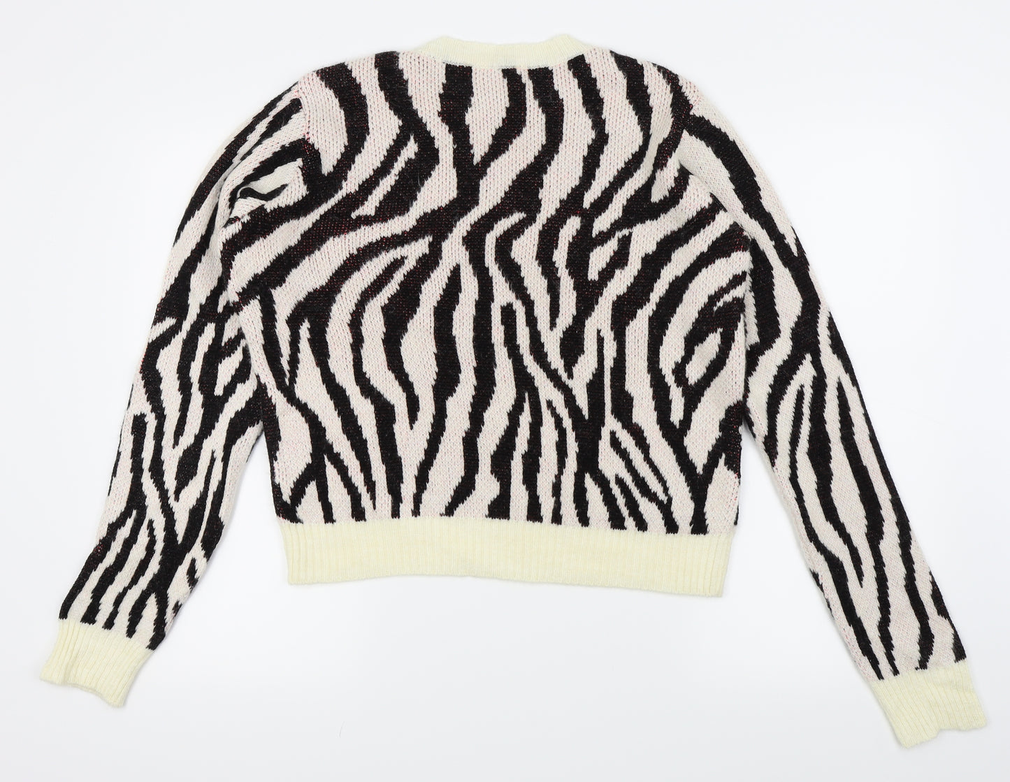 Primark Womens White Animal Print  Pullover Jumper Size 10