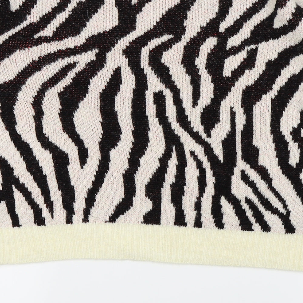 Primark Womens White Animal Print  Pullover Jumper Size 10