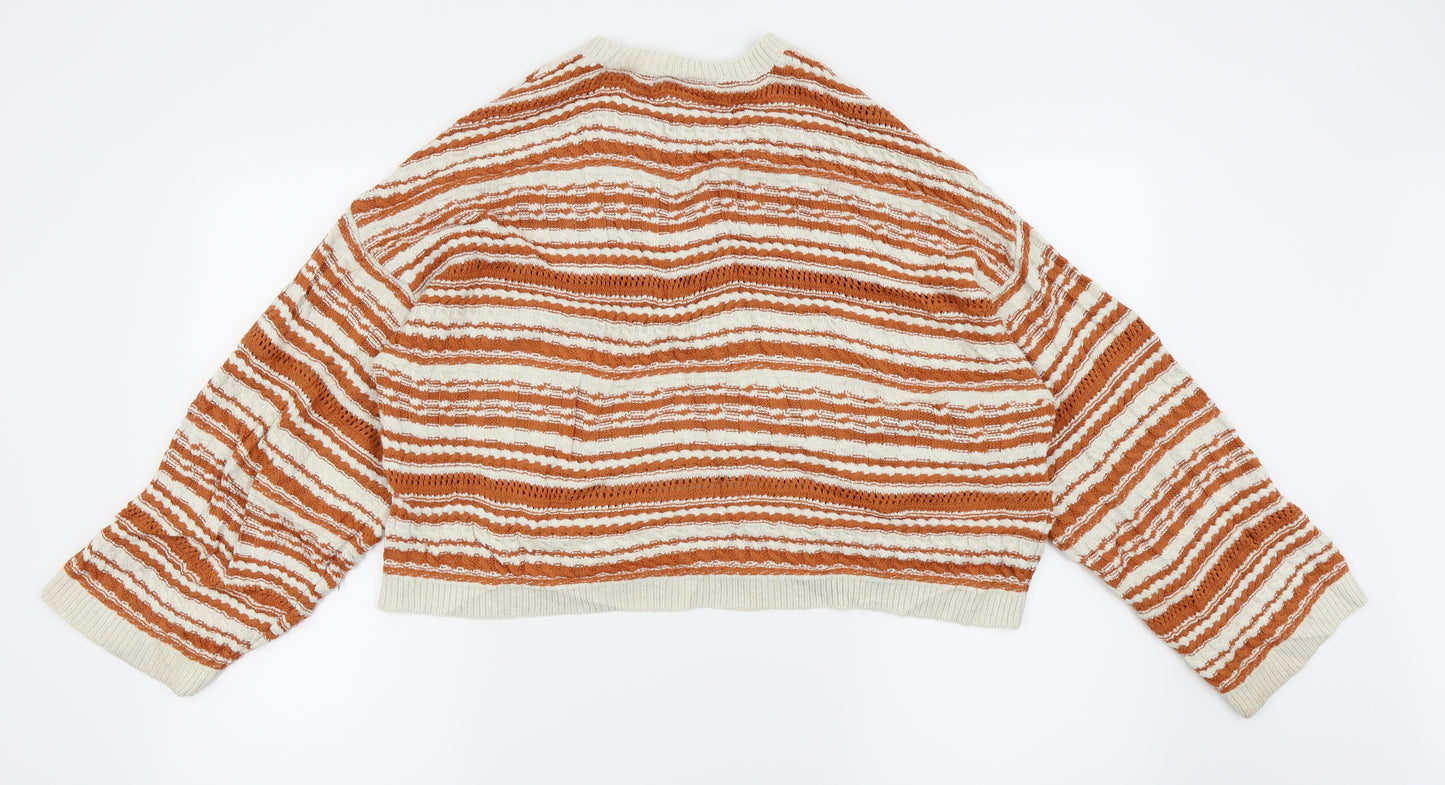 Miss Selfridge Womens Orange Striped  Pullover Jumper Size 8