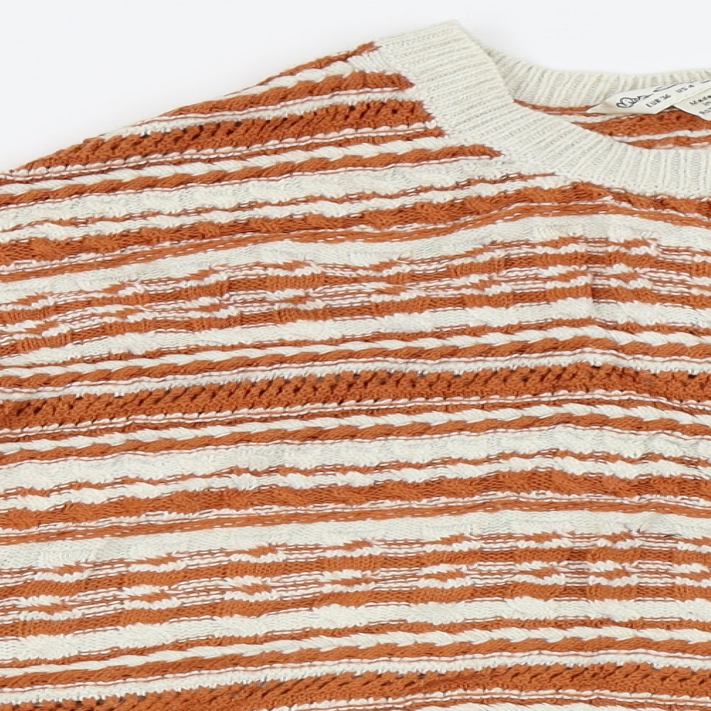 Miss Selfridge Womens Orange Striped  Pullover Jumper Size 8