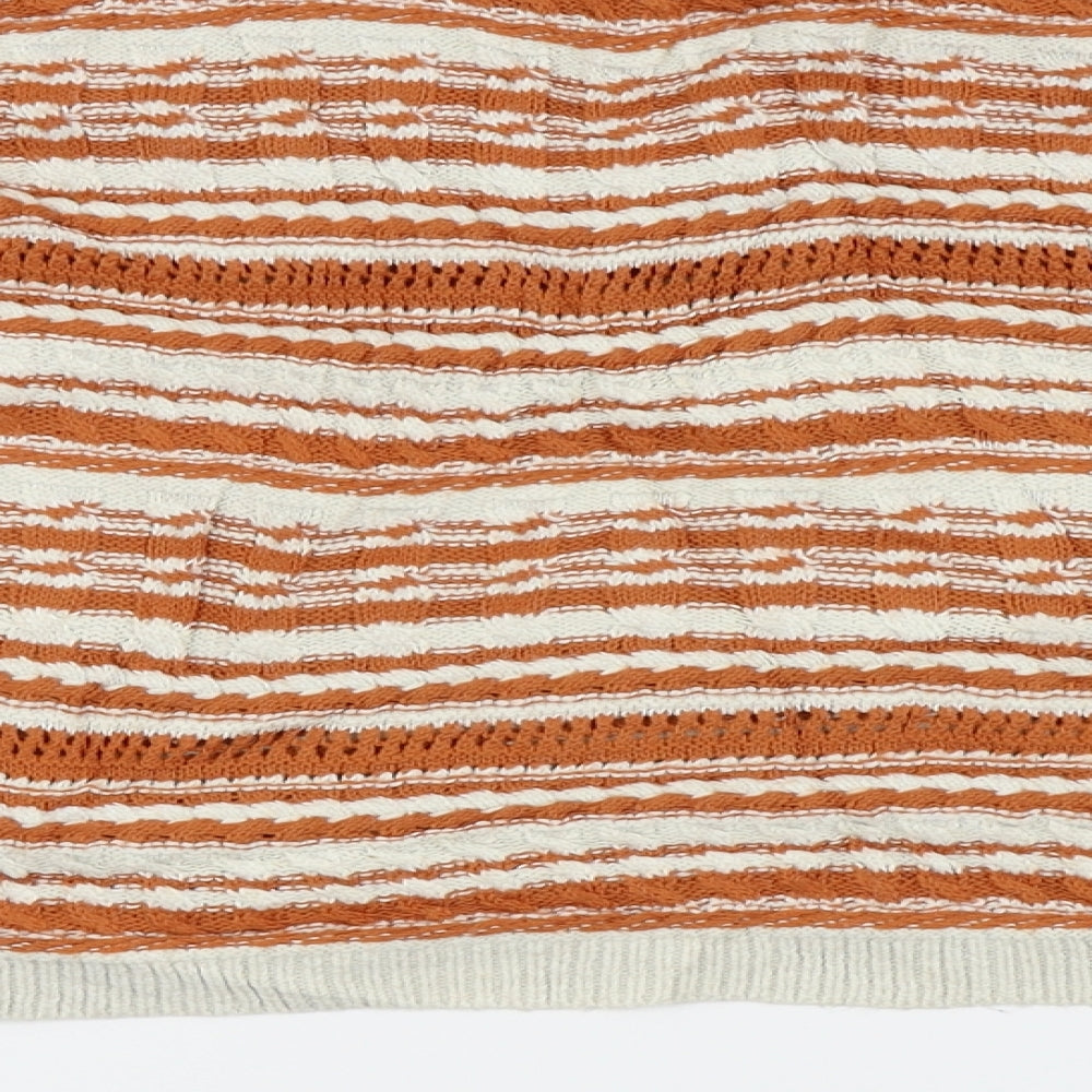 Miss Selfridge Womens Orange Striped  Pullover Jumper Size 8