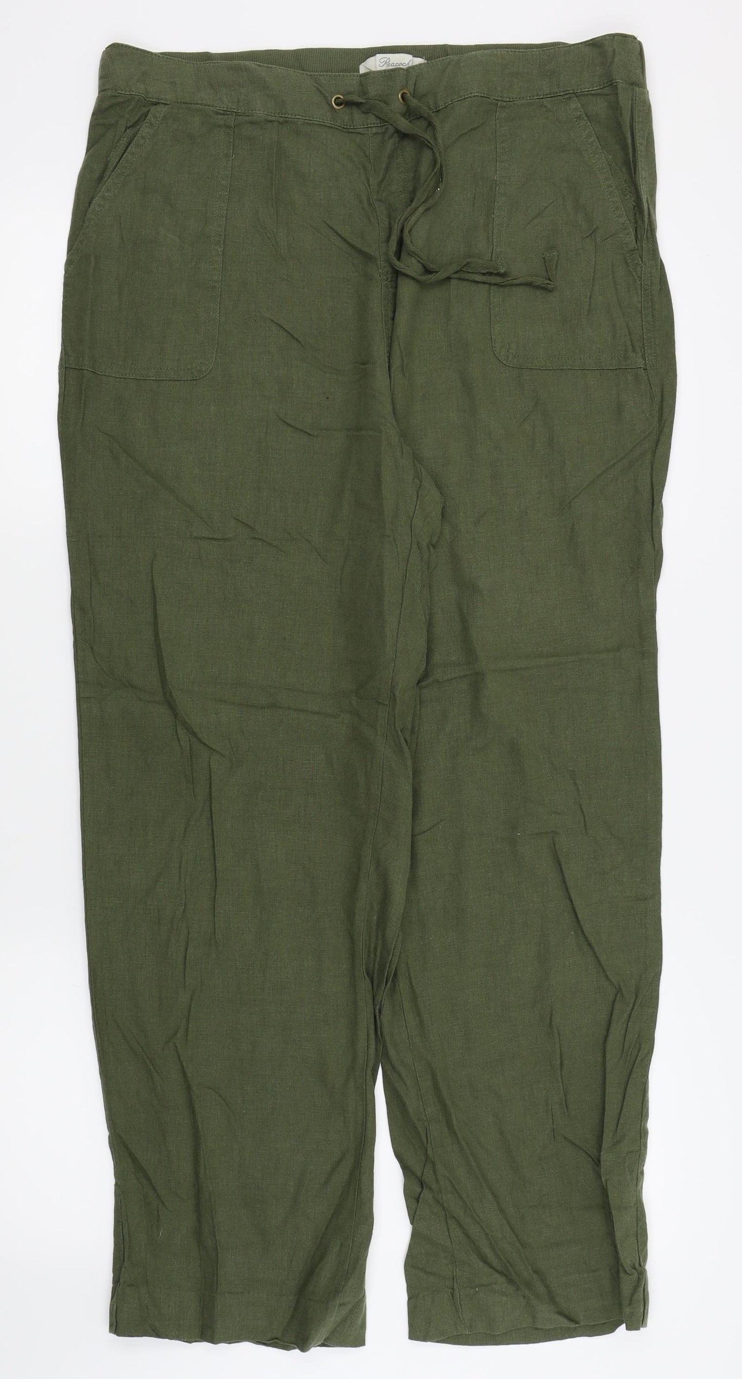 Peackocks Womens Green   Trousers  Size 18 L27 in