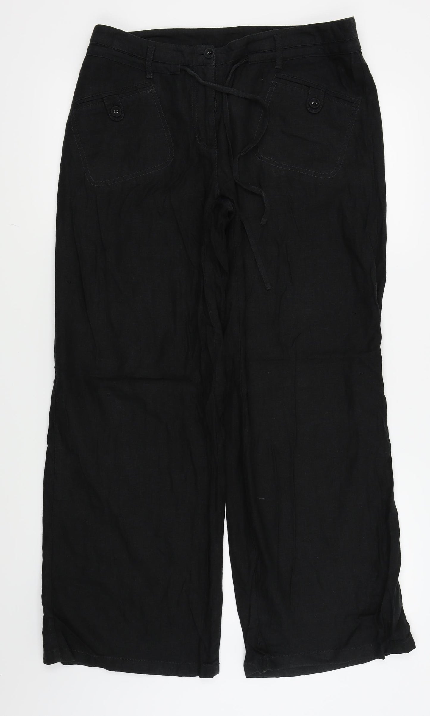 M&s Womens Black   Trousers  Size 12 L28 in