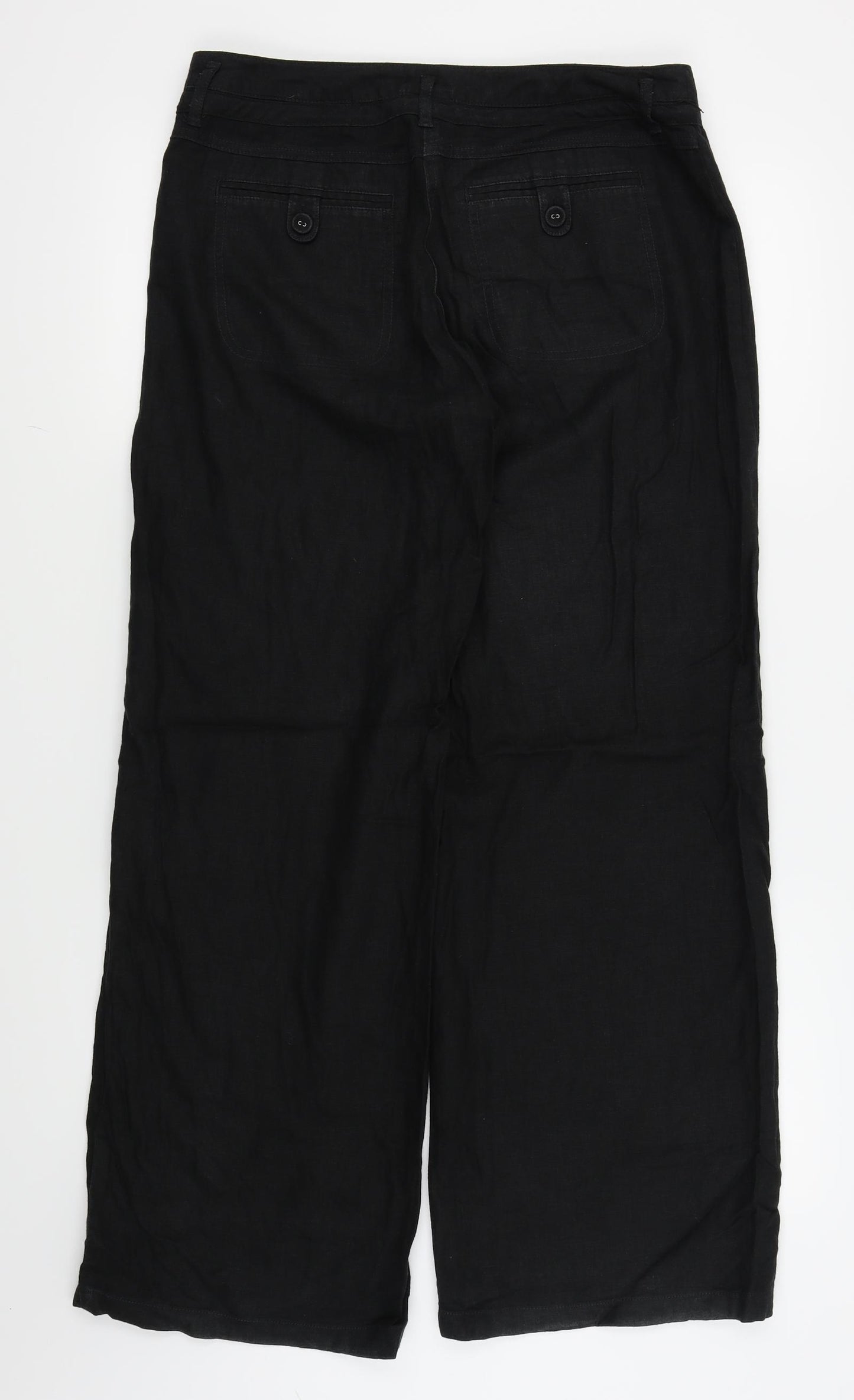 M&s Womens Black   Trousers  Size 12 L28 in
