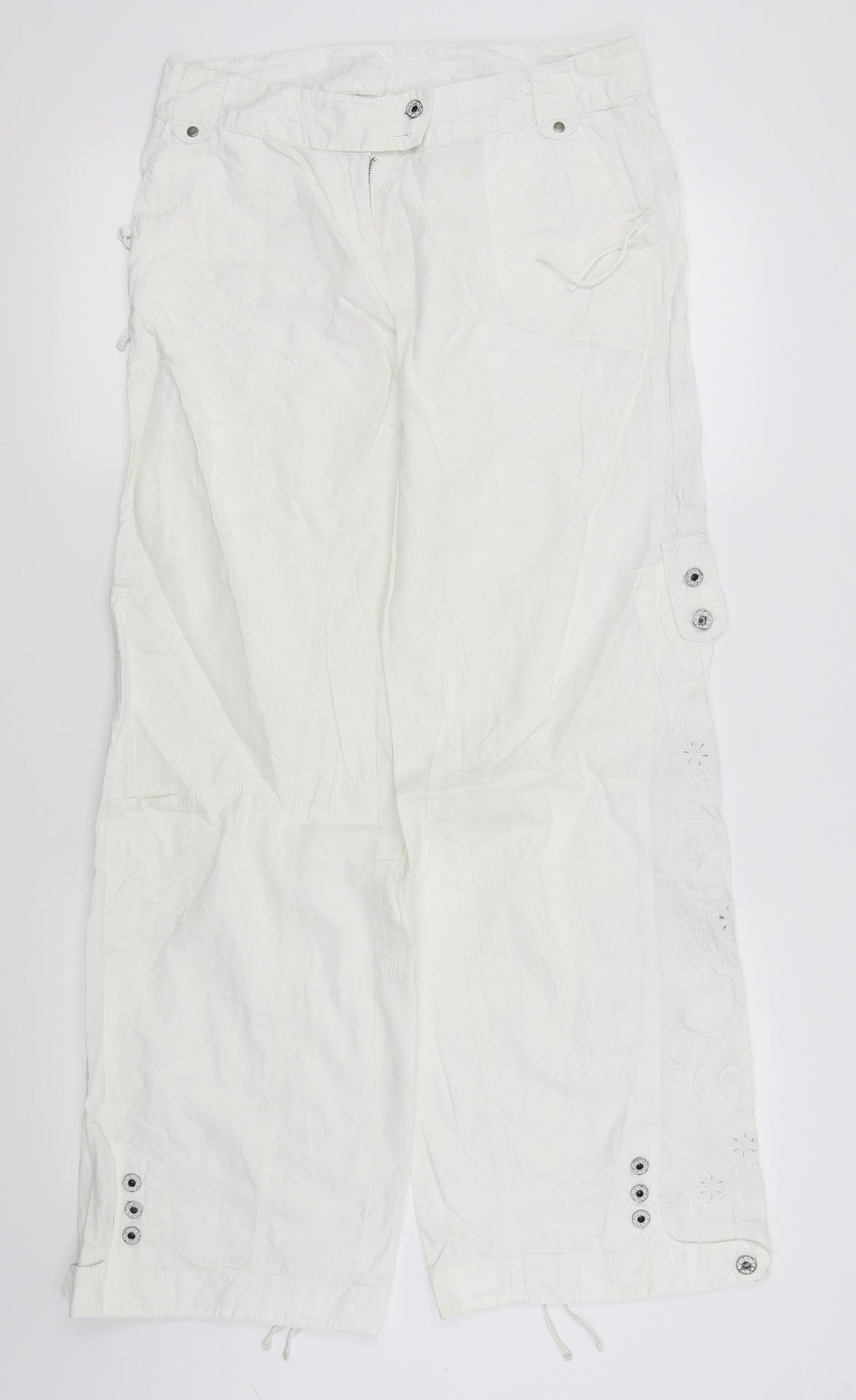 NEXT Womens White Floral  Trousers  Size 8 L31 in