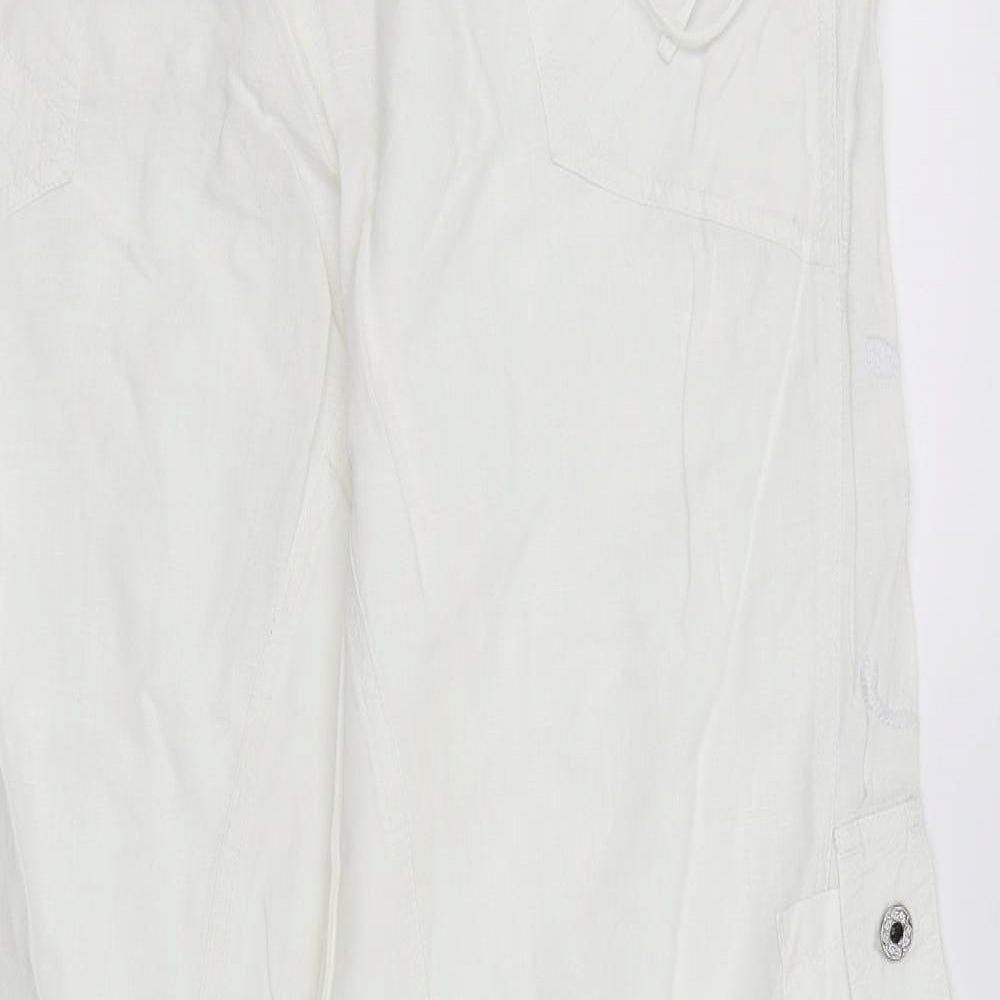 NEXT Womens White Floral  Trousers  Size 8 L31 in