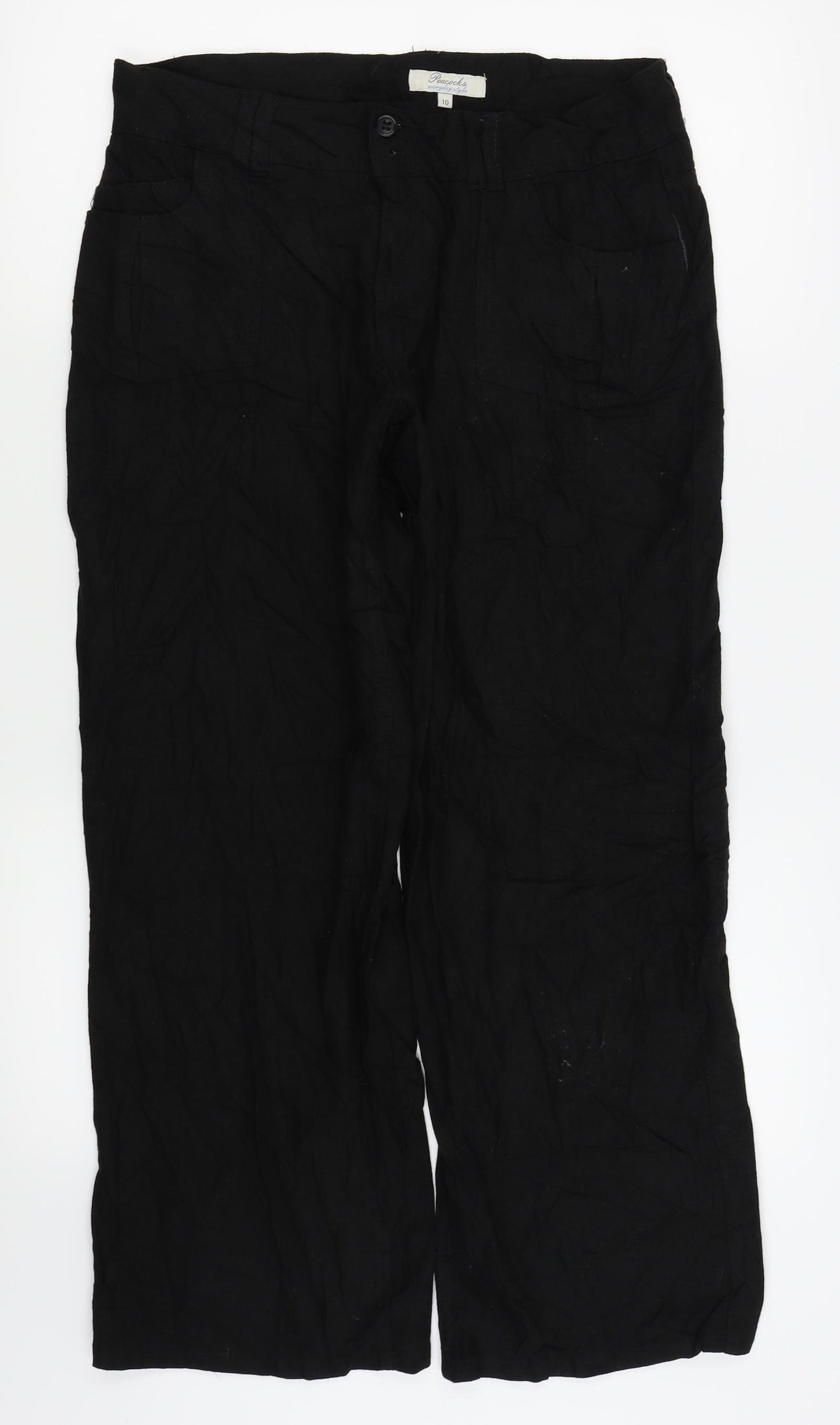 Peacocks Womens Black   Trousers  Size 10 L26 in