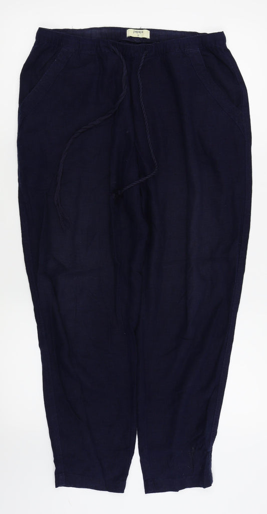 Front view of Papaya women’s blue trousers, size UK 10, 26-inch leg