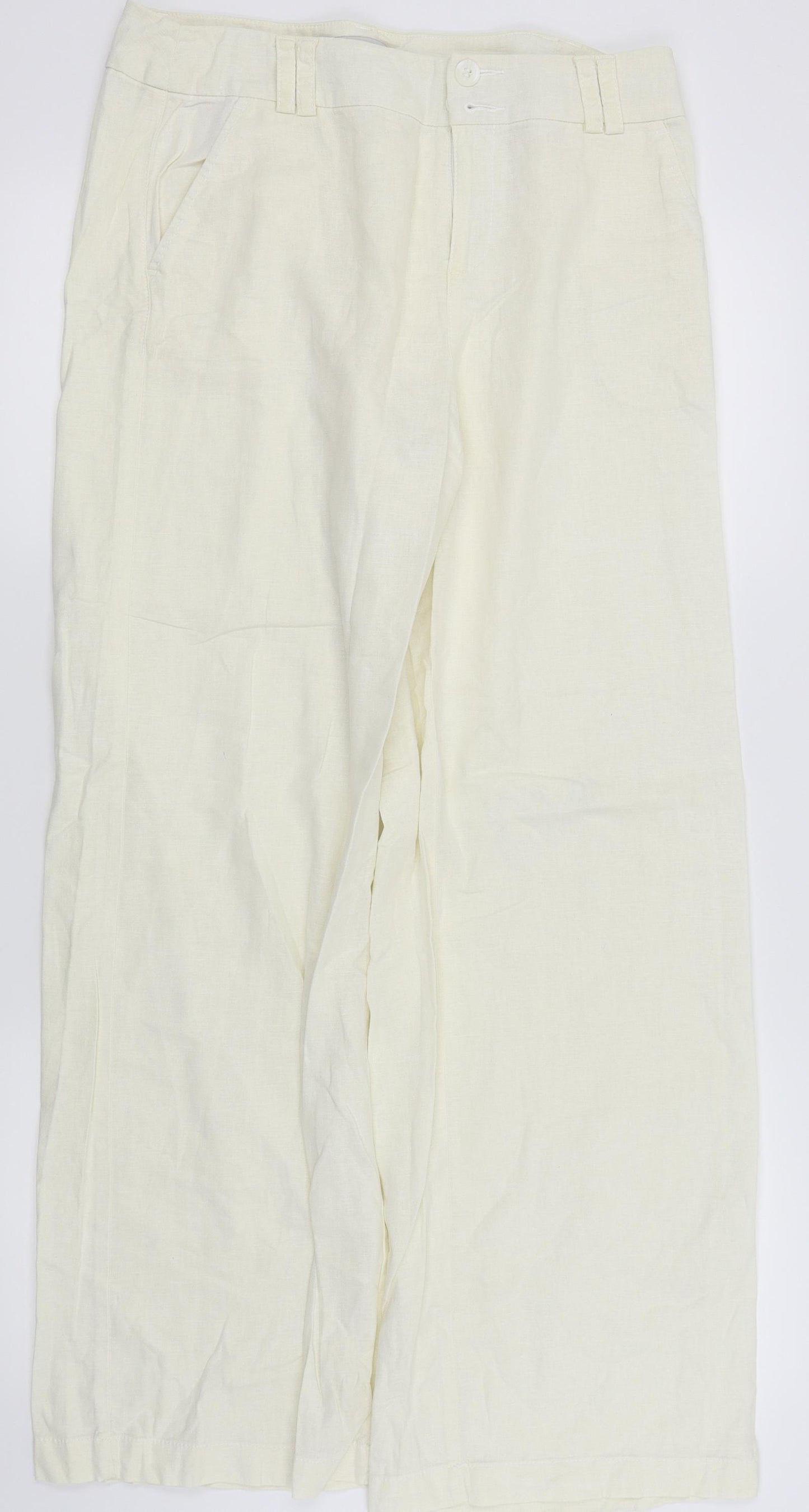 Peacocks Womens White   Trousers  Size 12 L31 in