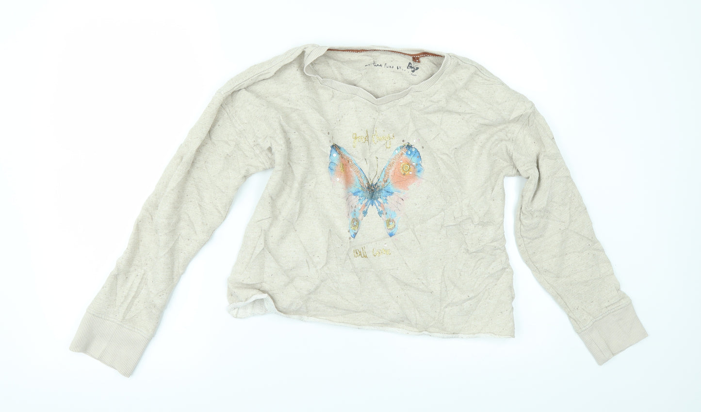 NEXT Womens Beige   Pullover Sweatshirt Size 12  - BUTTERFLY