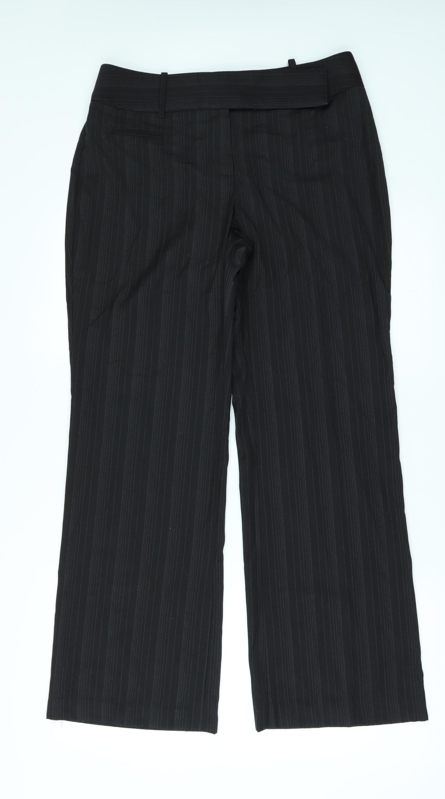 Marks and Spencer Womens Black Striped  Trousers  Size 12 L30 in