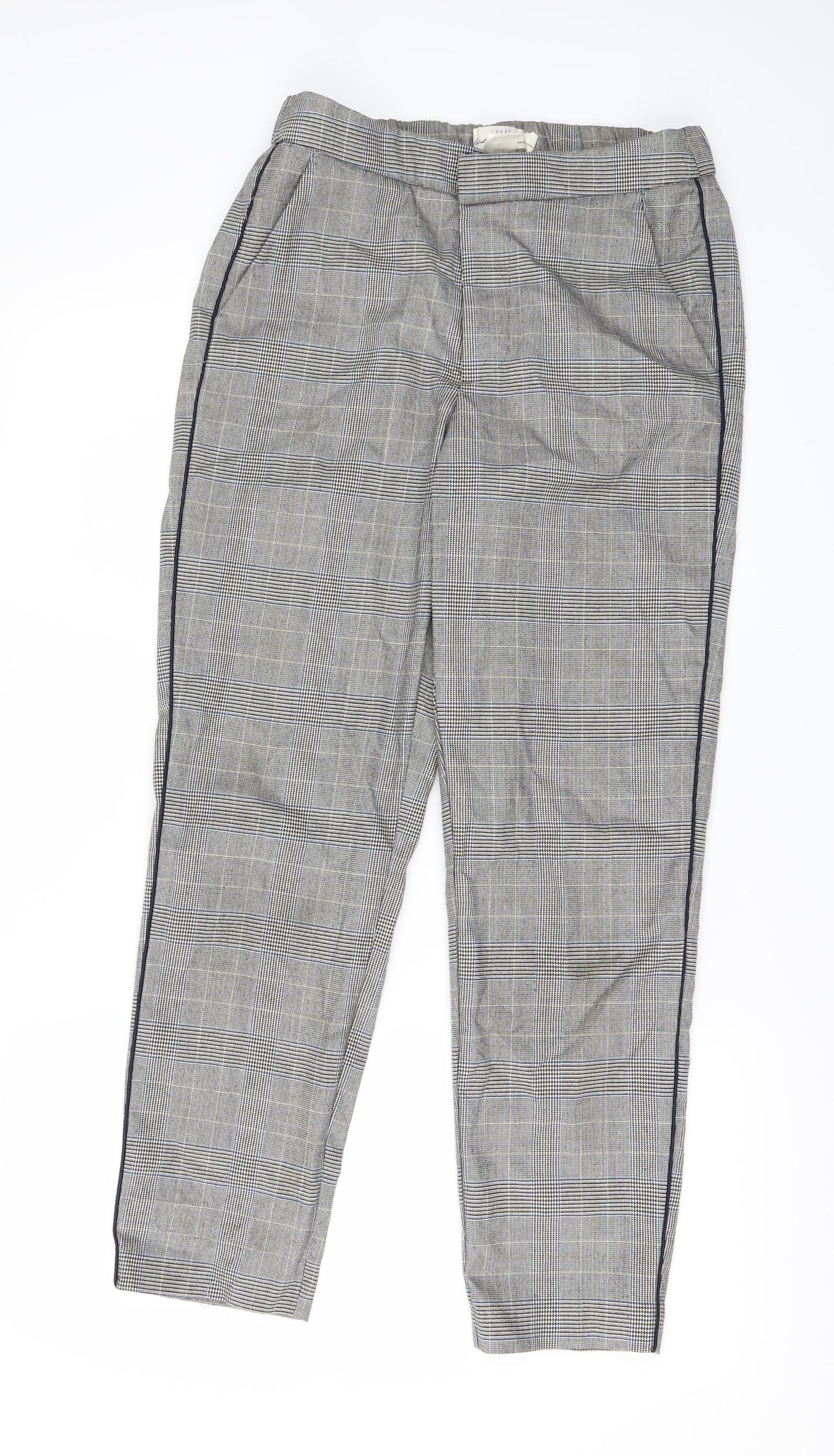 H&M Womens Grey Check  Trousers  Size 8 L27 in