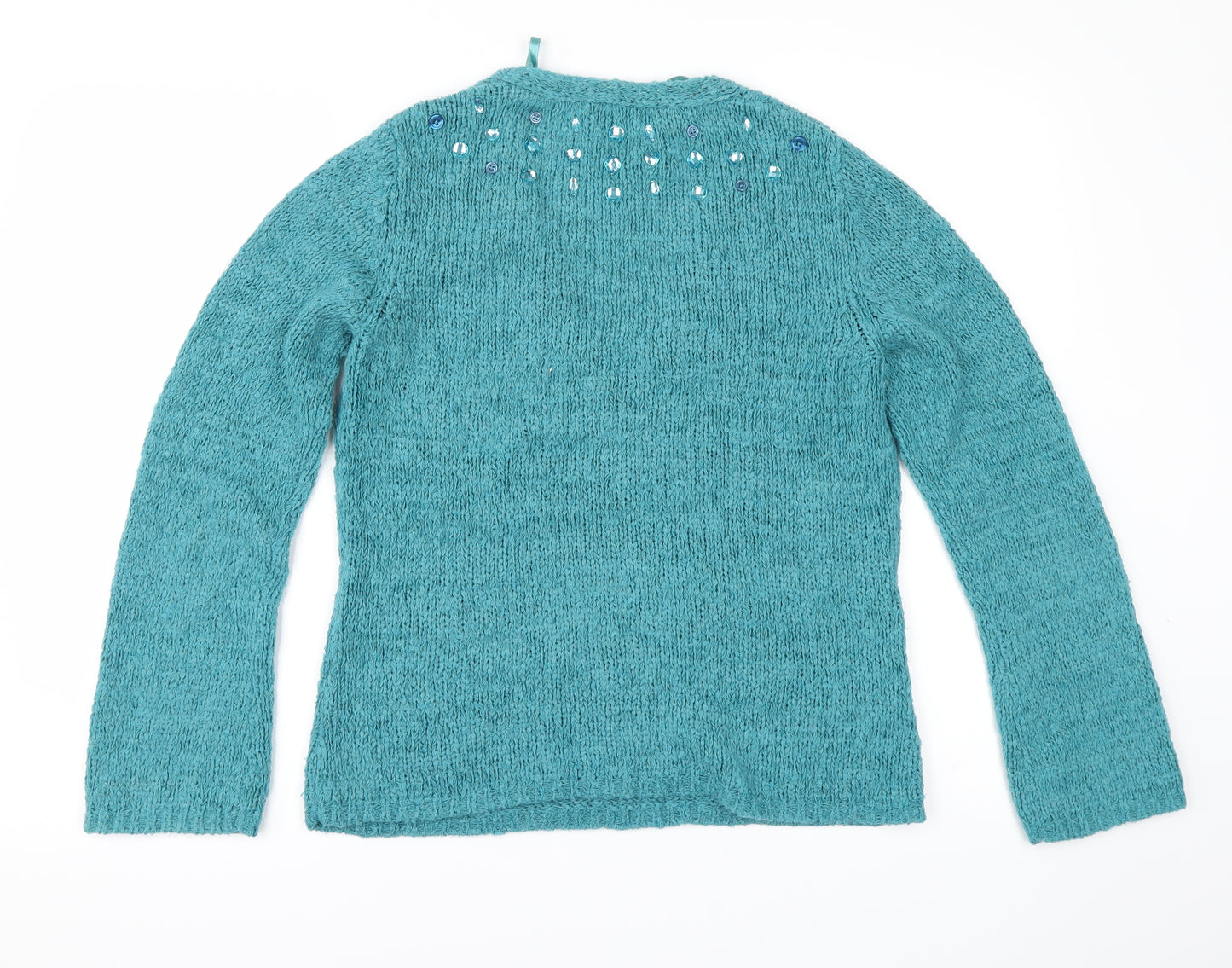 Per Una Womens Green   Pullover Jumper Size M  - BUTTONS AND BEADS