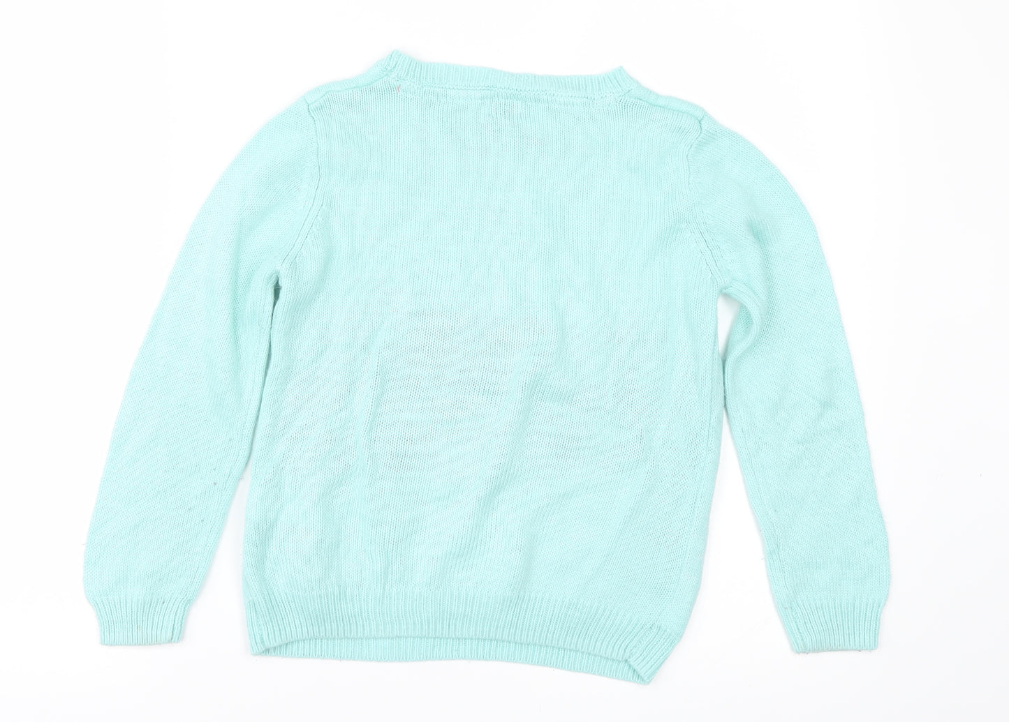 F&F Girls Green   Pullover Jumper Size 6-7 Years  - bear