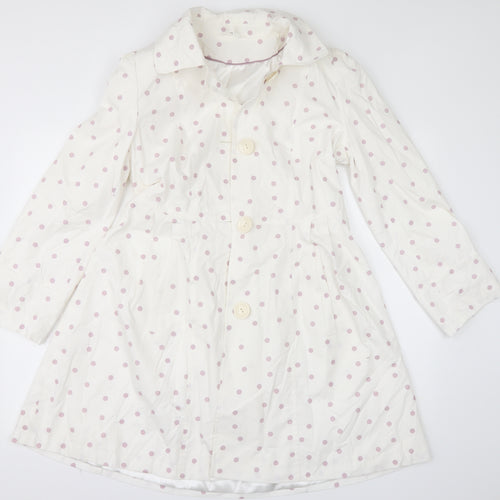 Marks and Spencer Womens White Polka Dot  Pea Coat Coat Size 12