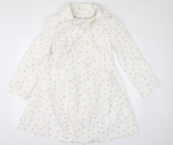 Marks and Spencer Womens White Polka Dot Pea Coat Coat Size 12