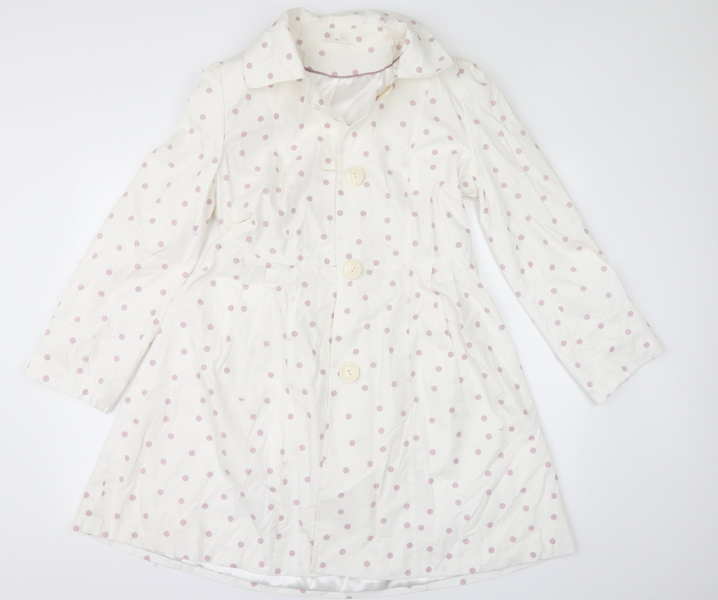 Marks and Spencer Womens White Polka Dot  Pea Coat Coat Size 12