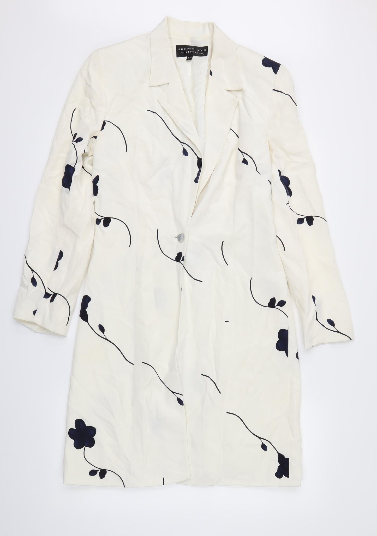 August Silk Womens Ivory Floral  Jacket  Size 8